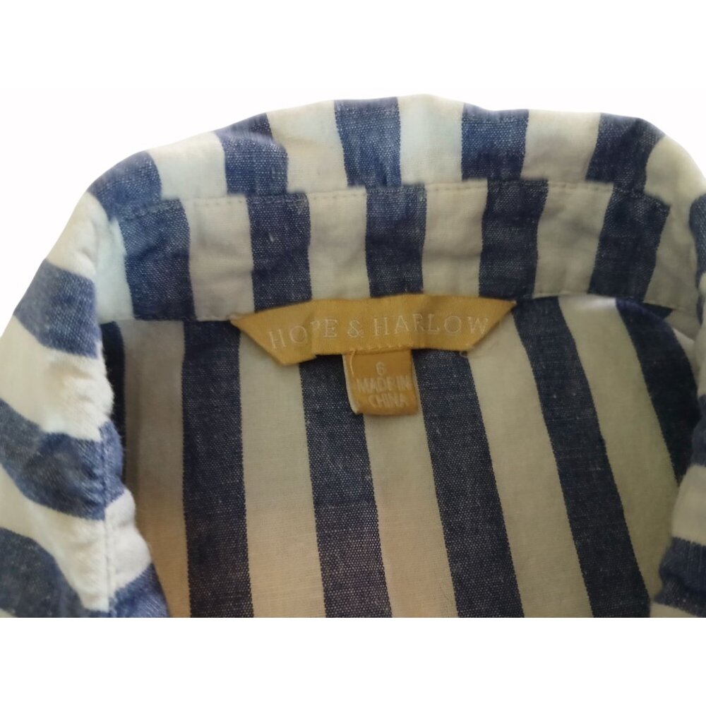 Hope Harlow Sleeveless Blue White Striped Tunic Top Dress Size 6 Trapeze Linen B - Picture 6 of 14